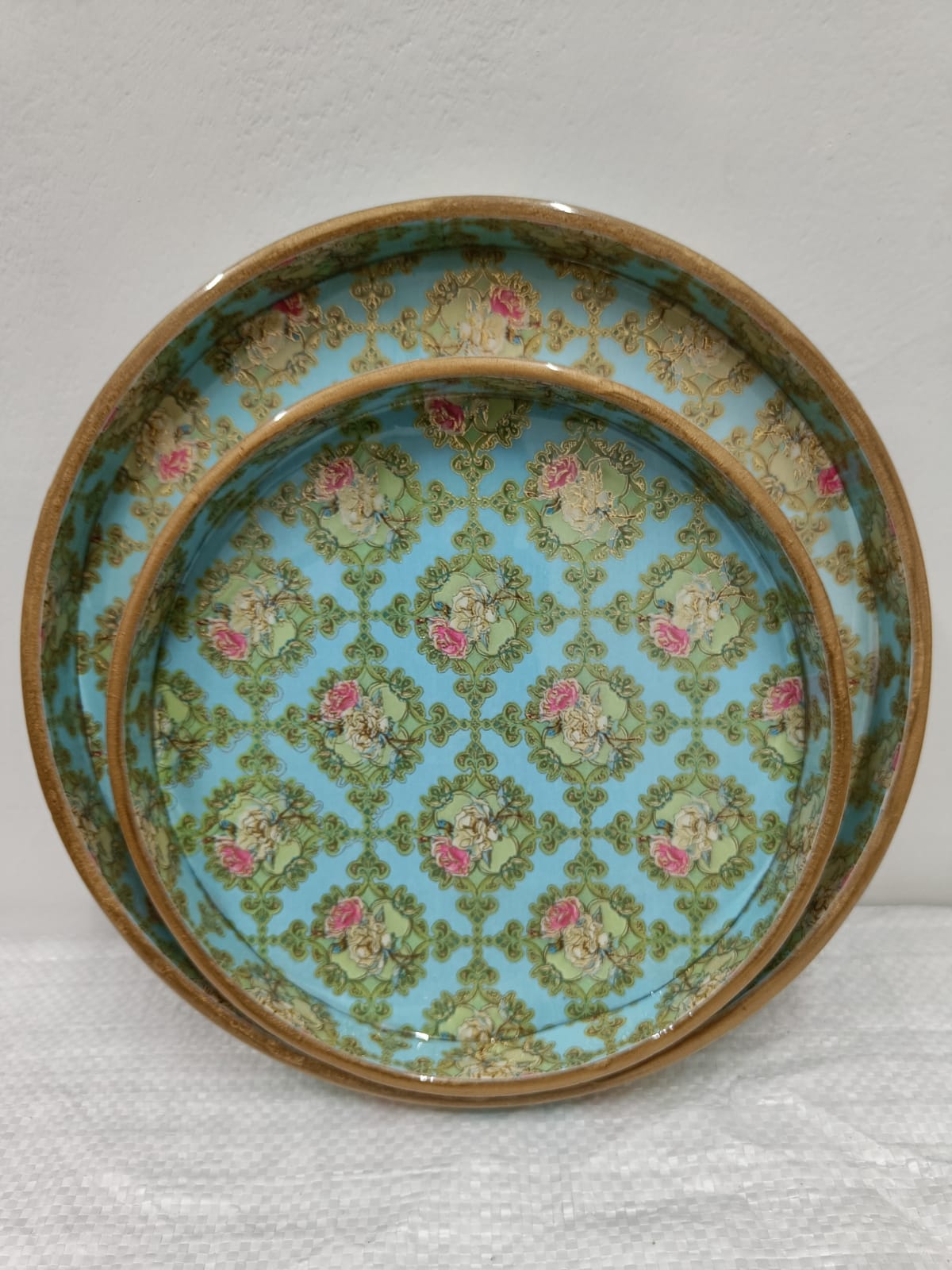 Blue Colour pink Flower Pattern