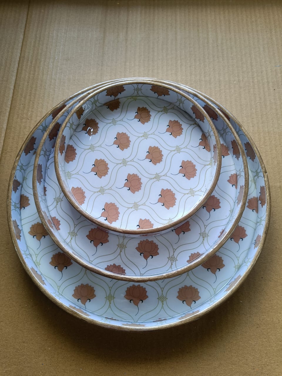 White Colour Orange Flower Pattern