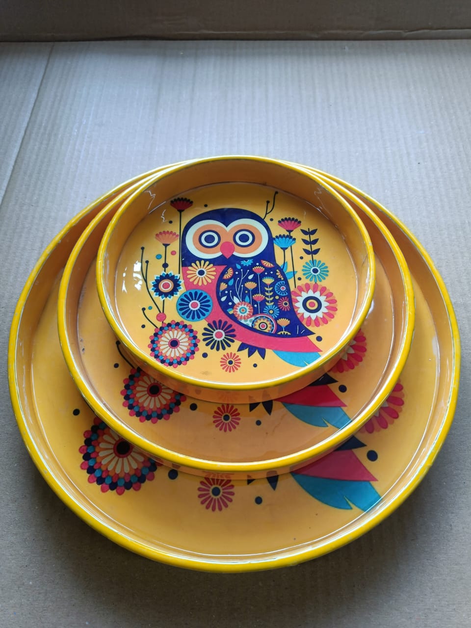Yellow Colour Owl Pattern