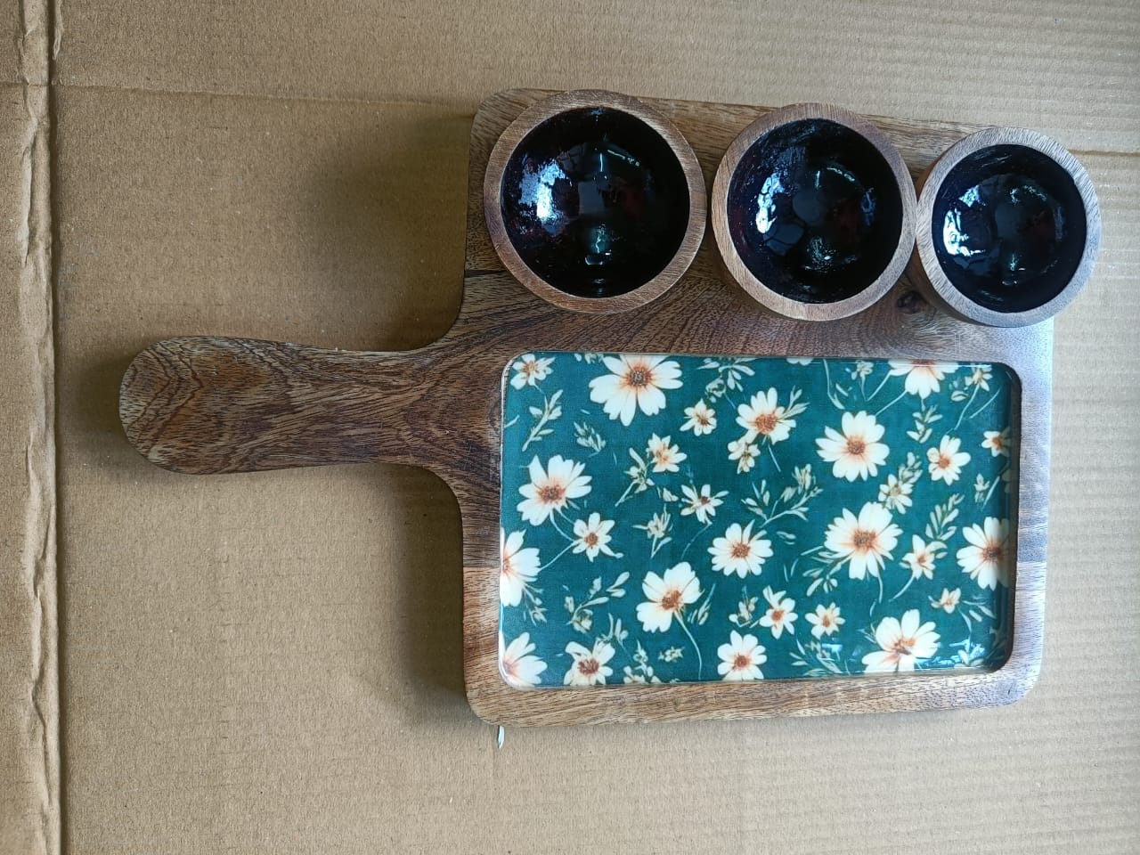 green colour white flower pattern front