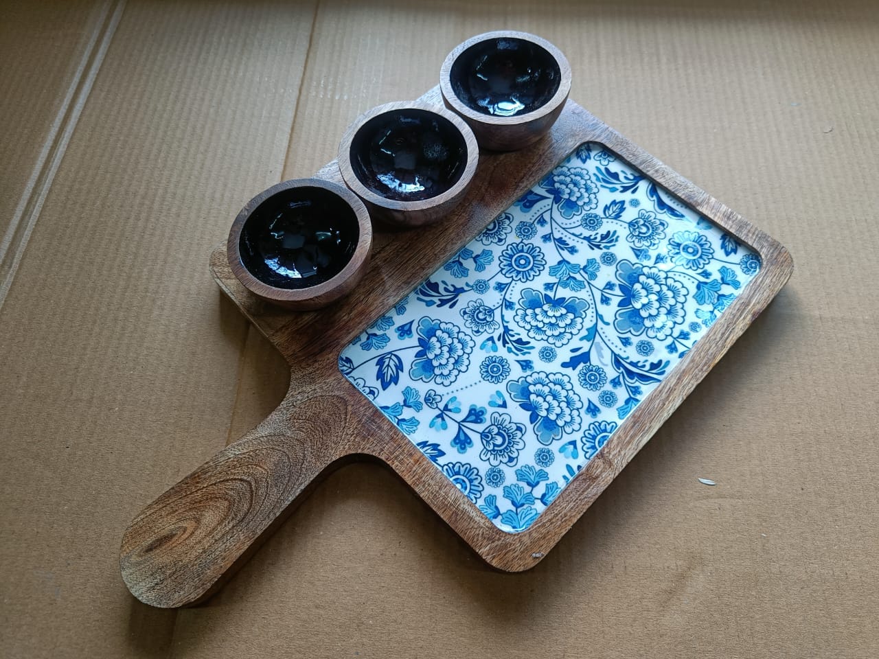 white colour blue flower pattern