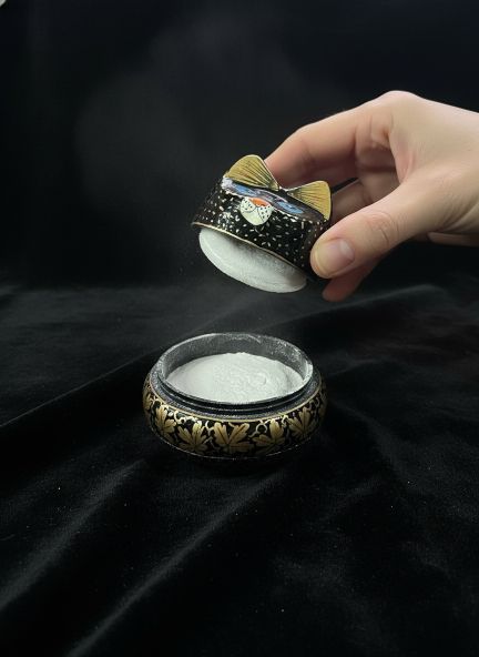 Paper Mache Christmas Cat Shape Powder Box