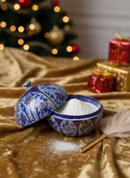 Paper Mache Christmas Powder Box